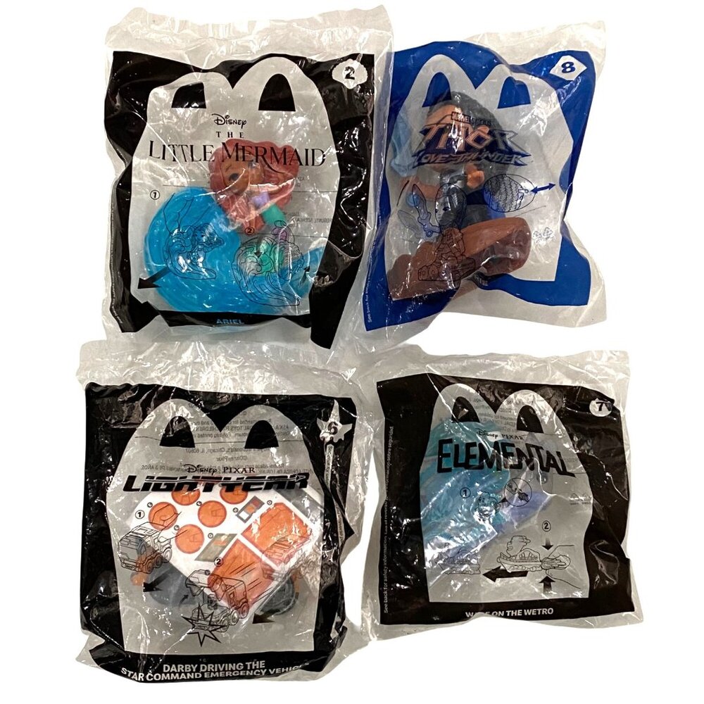 McDonalds Kids Happy‎ Meal Toy Lot of 4 Elemental Mermaid Lightyear Valkyrie
